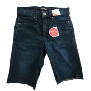 Express NWT Womens High Rise Stretch Blue Denim Bermuda Shorts Sz 4